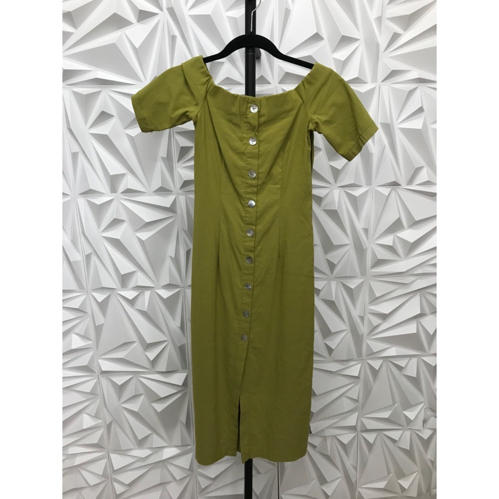 Paloma Wool Womens Short Sleeve Sheath Dress XS/34 Green Viscose Blend - Picture 2 of 8